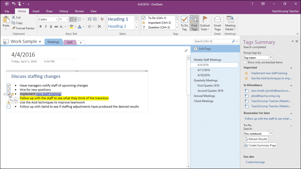 instructions for using onenote