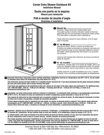 maax corner shower kit installation instructions