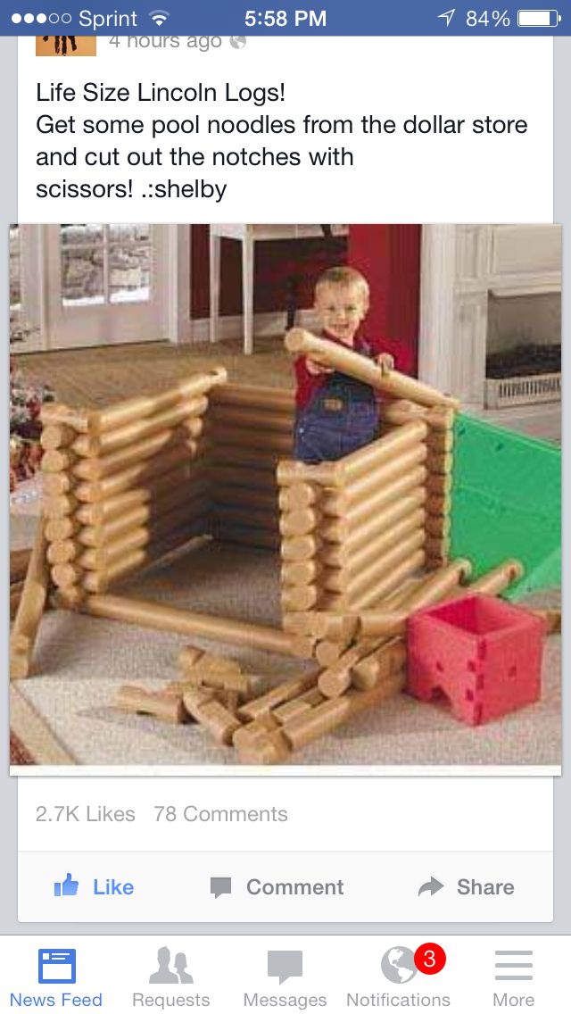 pool noodle lincoln logs instructions